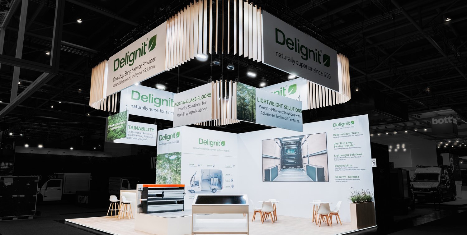 Delignit exhibition stand at IAA Transportation 2026 in Hanover by rocDesign