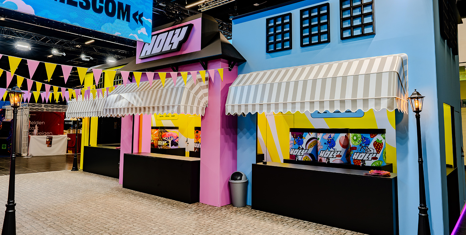 HOLY exhibition stand at gamescom 2026 by rocDesign – detail view 3 HOLY exhibition stand at gamescom 2026 by rocDesign – detail view 3